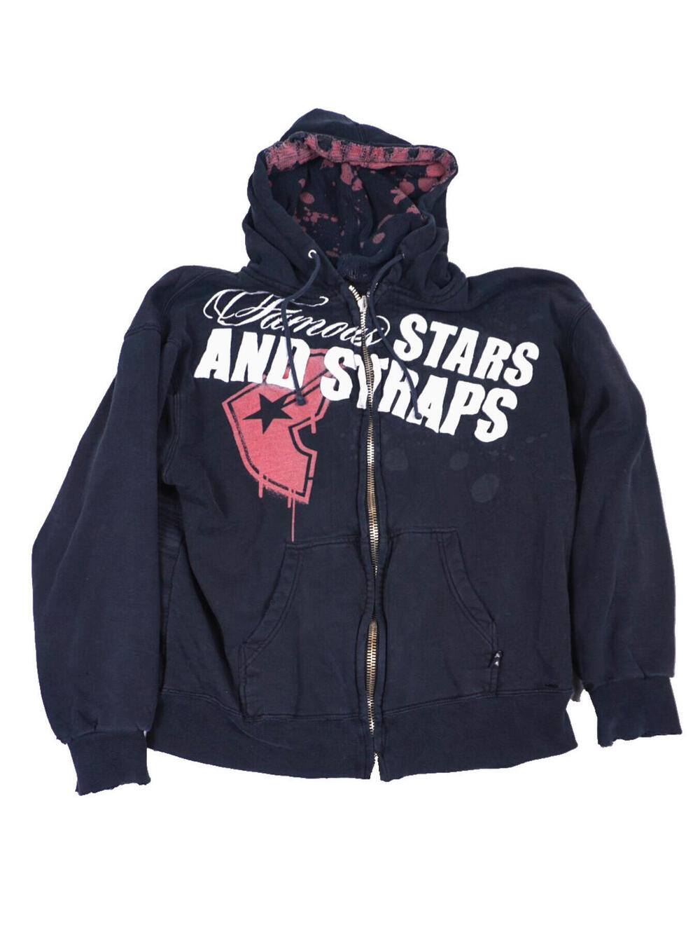 Vintage Famous Stars And Straps Hoodie Large Mens Full Zip Skater Y2K Thrashed